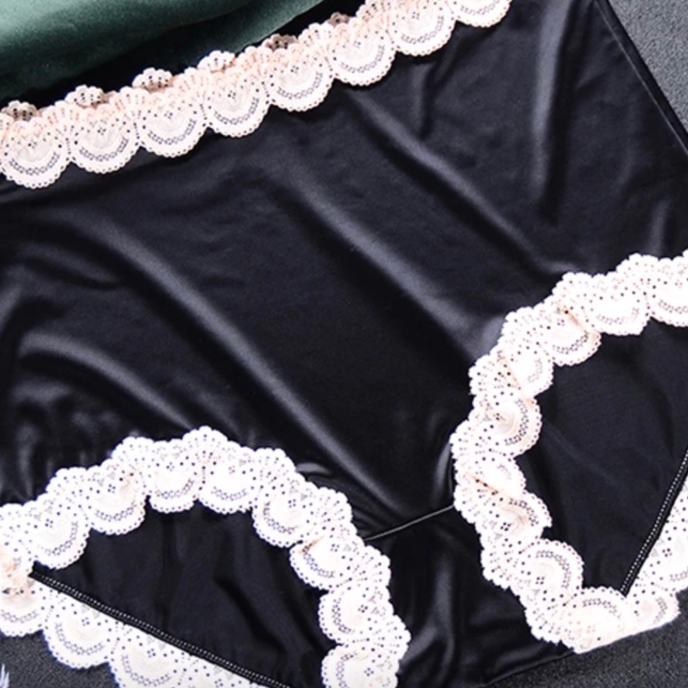 BLACK Satin and Lace Panties.